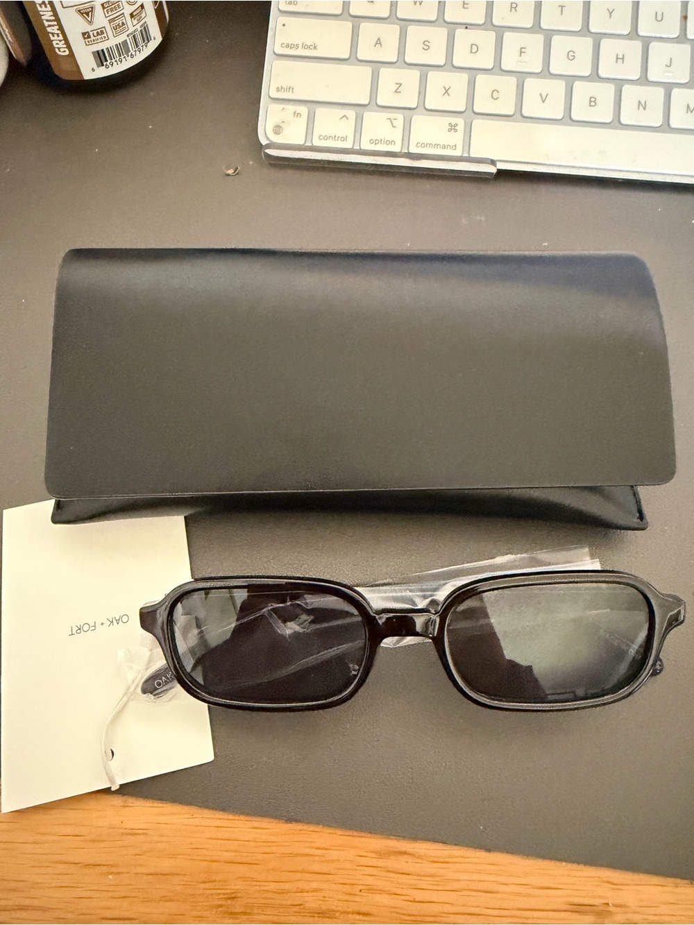 OAK + FORT Black Rectangular Men’s Sunglasses with Case